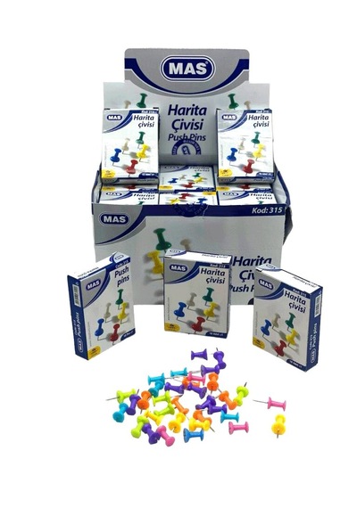 648 Adet Harita Çivisi Mantar Pano İğnesi 12x18pcs Renkli Silindirik 5691