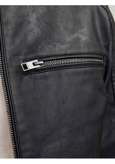 Jack & Jones Jack Jones Erkek Siyah Renk Bıker Deri Ceket 12261196 Siyah