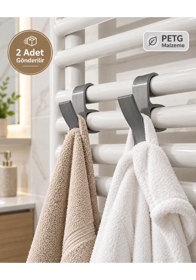 Pratik Banyo Havlupan Havlu Askılığı 2 Adet Gri