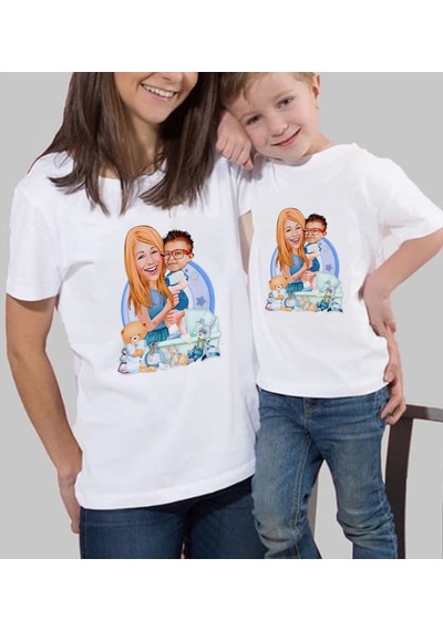 Bk Gift 2li Kişiye Özel Anne-oğul Karikatürlü Kombin Tişört Seti, Anneye Hediye, Anneler Günü Hediyeleri Kobitmeyencom30573 Bk Gift