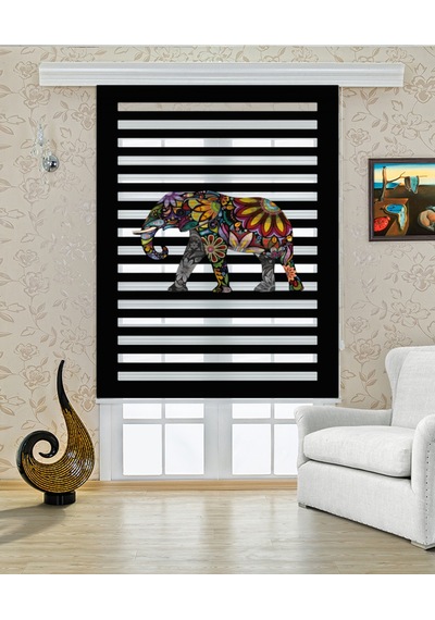 Perdeoutlet38 Baskılı Renkli Festival Fil Dijital Baskılı Zebra Perde-cocuk Odası-stor Perde Model:tyca78e5dc227dc95af23a000 Çok Renkli