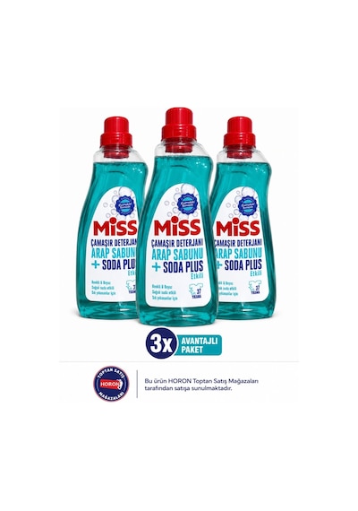 Miss Çamaşır Deterjanı Arap Sabunu Etkili 3 Adet 1500 Ml