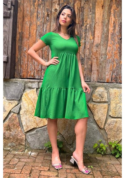 Neşeli Butik Kadın Yeşil Astarsız Midi Boy Bürümcük Elbise Lptr03 Yeşil