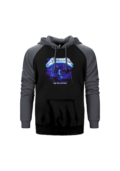Metallica Ride The Lightning Gri Renk Reglan Kol Kapşonlu Sweatshirt Gri