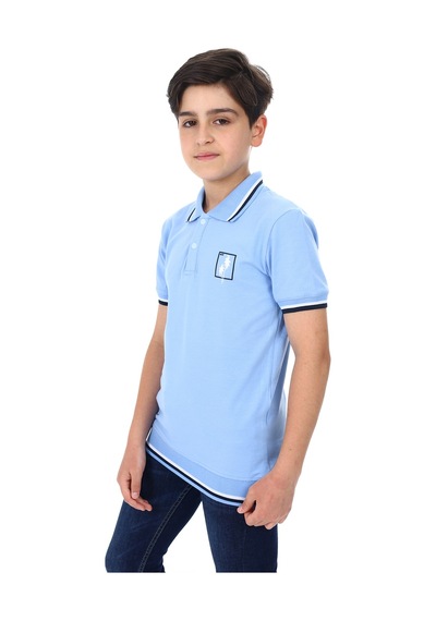 Toontoy Kids Toontoy Erkek Çocuk Polo Yaka Palmiye Baskılı Tişört Mavi
