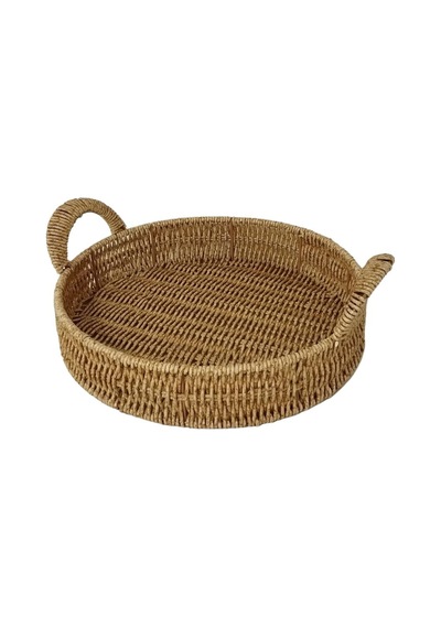 Mien Dekoratif Dayanıklı Çok Amaçlı Rattan Yuvarlak Tepsi Orta Boy M Rattan
