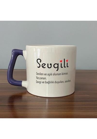 Sevgili Baskılı Mor Kulplu D Kupa