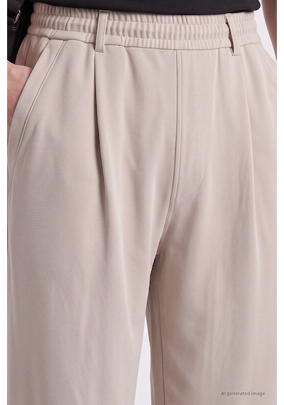 TOMMYLIFE Bej Rahat Form Erkek Palazzo Pantolon - 82199