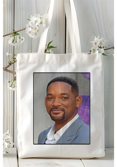Art Hediye Will Smith Baskılı Bez Çanta Omuz Çantası Kişiye Özel Desen 1 Çok Renkli
