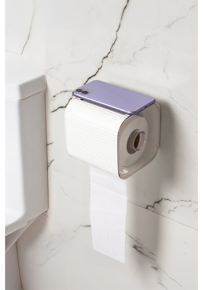 Porsima 2li Banyo Seti Yapışkanlı Banyo Tuvalet Kağıtlığı Tuvalet Fırçası Peçetelik Tuvalet Fırçalığı Beyaz Gri Beyaz - Gri