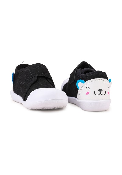 Kiko Kids Catly Cırtlı Erkek Bebek İlk Adım Panduf Ayakkabı Siyah