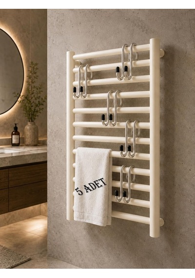 5'li Set Havlupan Askısı Pratik Havlu Askısı 10x5 Cm Krom Diğer