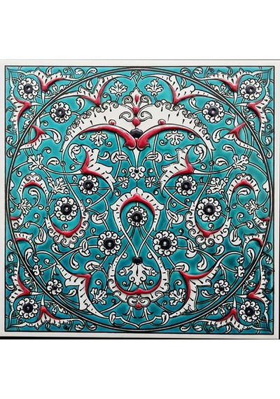 Armada Çini 20x20 Cm ED 324 İznik Rumili Desen Eldekoru Çini Karo