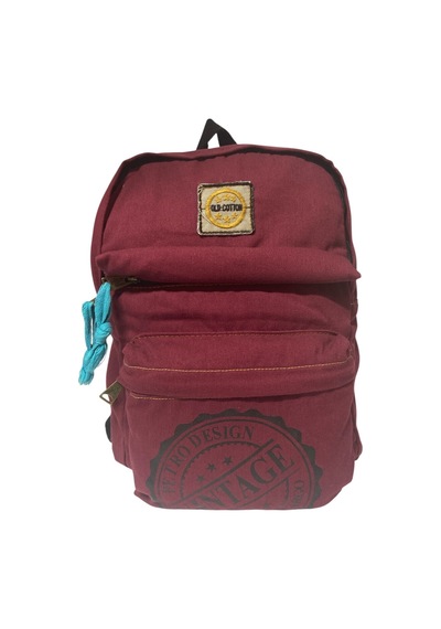 Old Cotton Cargo Kaliteli Salaş Küçük Boy Siyah Vintage Disayn Günlük Sırt Gezi Çantası 25x30cm Bordo