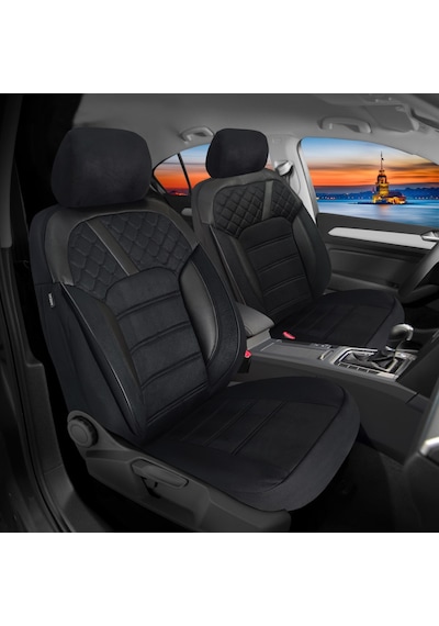 Renault Clio 4 2012 - 2019 Uyumlu Siyah Tay Tüyü Koltuk Kılıfı
