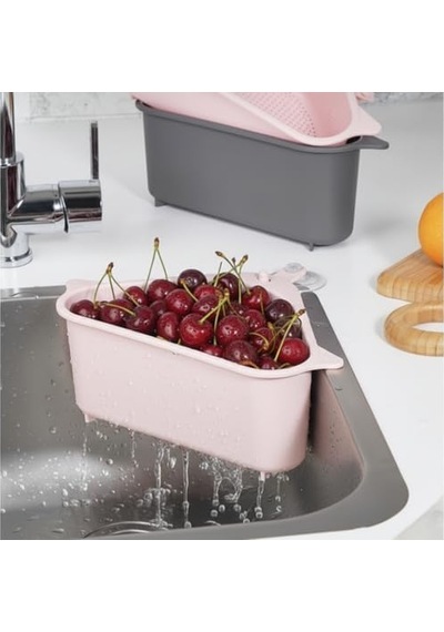Plastik Lavabo Çöp Filtresi Ve Süzgeci - Silikon Vantuzlu Köşe Lavabo Organizeri - Yemek Artığı Süzme Ve Çöp Toplama Sepeti 18x18x9.5 Cm - Asorti