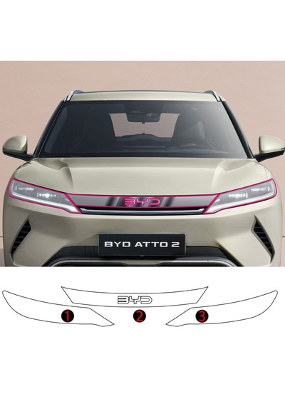 Byd Atto 2 Uyumlu Ön Panjur Ve Far Tpu Koruyucu 3'lü Set 2025-202