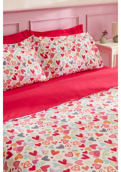 Kaşmir Home Sarah Anderson Amour Glow Kalp Desenli Tek Kişilik Nevresim Takımı Multicolour