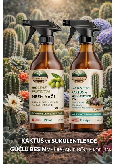 Kaktüs-sukulent Bitki Besini Ve Neem Yağı İkili Bakım Seti 2 L - 1 L - 1 L - 500 ML