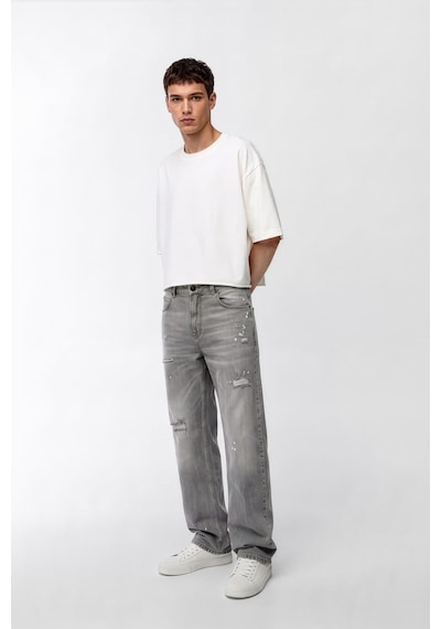 Banny Jeans Erkek Dizi Yırtık Jean Pantolon Gri 28