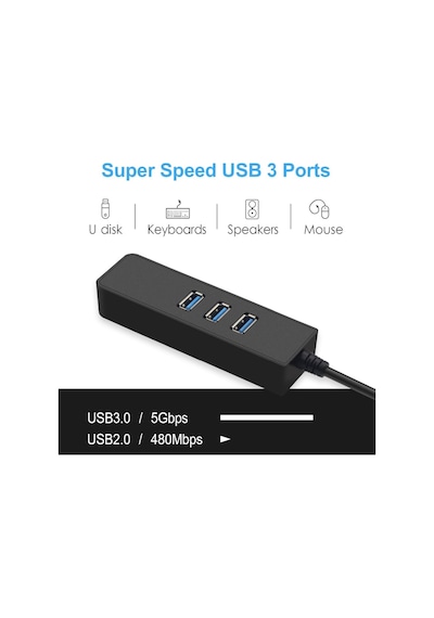 Alfais 4263 Usb 3.0 To Ethernet Gigabit Rj45 3 Port Hub Çoklayıcı