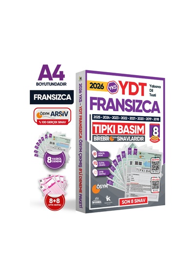 2026 YKS YDT (Yabancı Dil Testi) FRANSIZCA ÖSYM Çıkmış Soru Tıpkı Basım Deneme Paketi 8li Türkiye G.