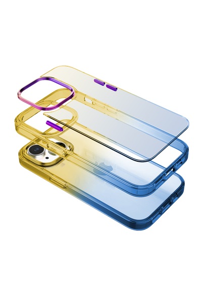 Apple Uyumlu iPhone Buff 13 Air Bumper Rainbow Kılıf Yellow Green
