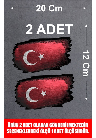Türk Bayrağı Sticker - Türk - Bayrak - Ay Yıldız Sticker - Araba Oto Motosiklet Karavan Cam Kask Sticker - 01969 20x12 Cm