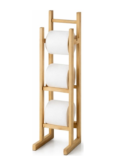 İndecor Houseware Bambu Ahşap Tuvalet Kağıtlığı Yedekli Ayaklı Ahşap Banyo Aksesuarı Wc Kağıtlık,peçetelik