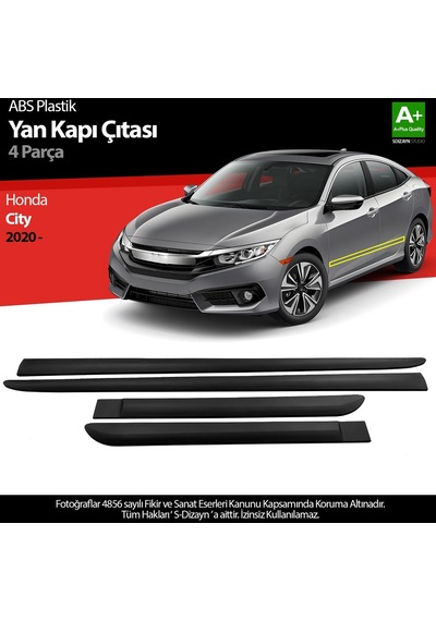 S-dizayn Honda City Abs Plastik Yan Kapı Koruma Çıtası 2020 Üzeri A+ Kalite