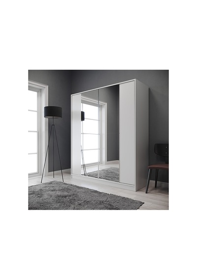 Minar Mobilya Sürgülü Aynalı Gardırop Beyaz 56x160x190 Cm