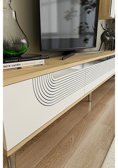 Tsa1805dbs - Meyra Tsa180 Tv Stand, Tv Sehpası Ve Tv Ünitesi Safirmeşe-beyaz-sılver 180cm Tsa1805dbs - Meyra Tsa180 Tv Stand, Tv Sehpası Ve Tv Ünitesi Safirmeşe-beyaz-sılver 180cm