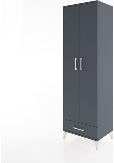 Hyperion Dolap 3 Raflı Tek Çekmeceli Tek Askılı 60x44x195 Antrasit-antrasit Antrasit