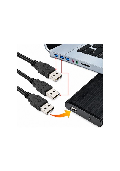 Harici Disk Hdd Harddisk Usb Y Kablo 3 Uçlu Veri Bağlantı