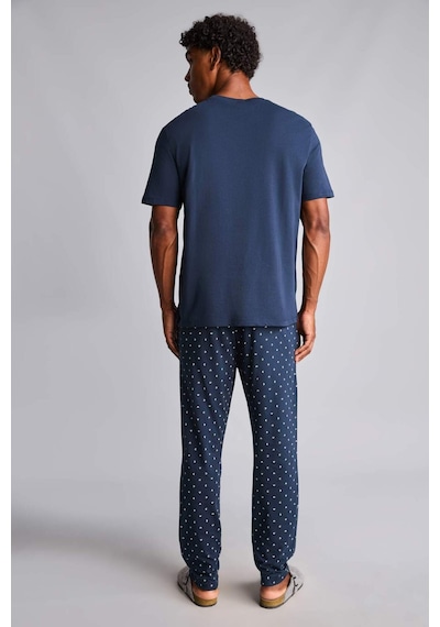 Defacto %100 Pamuk New Regular Fıt Kısa Kollu Gömlek Yaka 2li Pijama Takımı H7472ax26aunv135 Lacivert-nv135