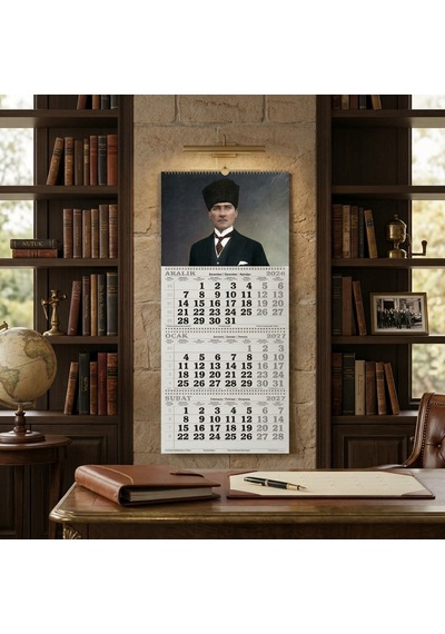 2027 Yılı 33x86 Cm Spiralli Denizci Takvimi 3 Aylık Atatürk 1
