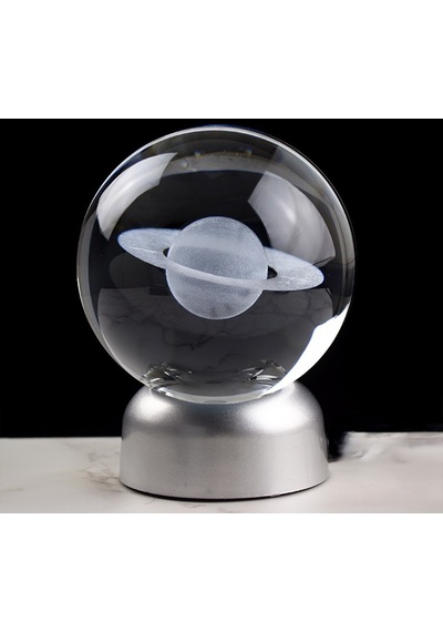 Işıklı Satürn Cam Küre 8cm 6cm