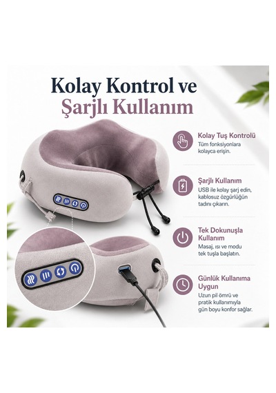 Şarjlı U Tipi Boyun Masaj Aleti Isı Ve Titreşim Özellikli Omuz Bacak Masaj Yastığı