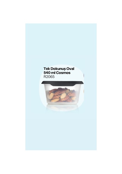 Tek Dokunuş Oval 540ml Saklama Kabı Siyah
