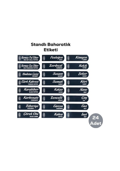 Kendinden Yapışkanlı Baharatlık Seti, 12'li, Kaşıklı Kapaklı,etiketleri İle Gönderilir Siyah Beyaz Çok Renkli