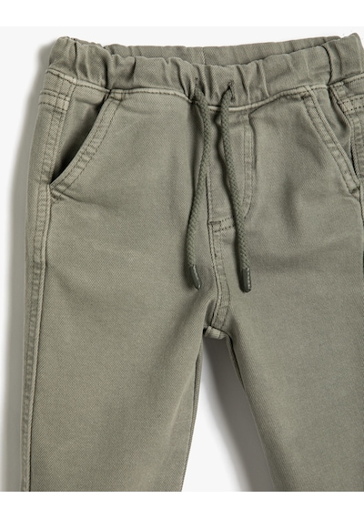 Koton Jogger Pantolon Cepli Beli Bağlamalı Pamuklu Gri 4wmb40008td 4WMB40008TDED3 Gri