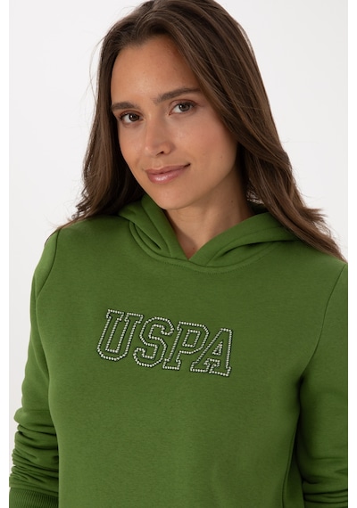 U.S. Polo Assn. Kadın Yeşil Şardonlu Kapüşonlu Basic Sweatshirt 50313566-VR054