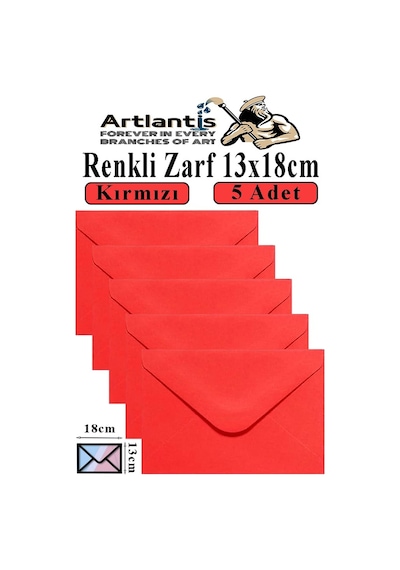 Renkli Zarf 13x18 Cm 5 Adet Renkli Mektup Zarfı Renkli Davetiye Zarfı Kartpostal Çekiliş Hediye Zarfı Kırmızı