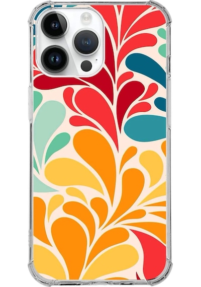 Apple Uyumlu iPhone 14 Pro Retro Color 5 Baskılı Şeffaf Köşe Korumalı Antişok Kılıf