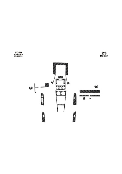 Ford Ranger Torpido Kaplama 2006-2010 23 Parça Karbon