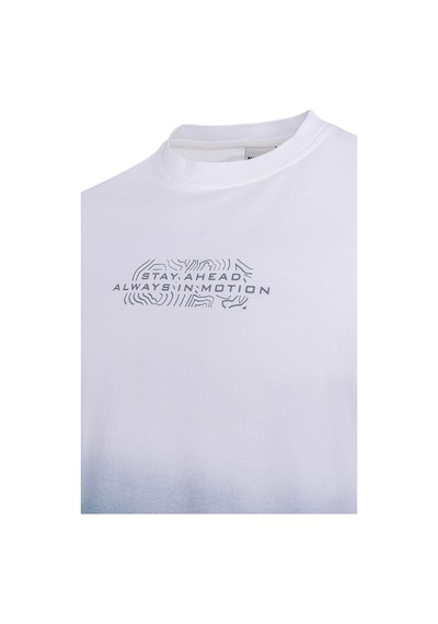 Maraton Boxy Fit Erkek Bisiklet Yaka Beyaz T-shirt Beyaz