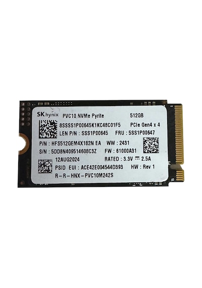 Sk Hynix Pvc10 512gb 5100/2200mb/s Gen4x4 M.2 22x42 Ssd Diğer
