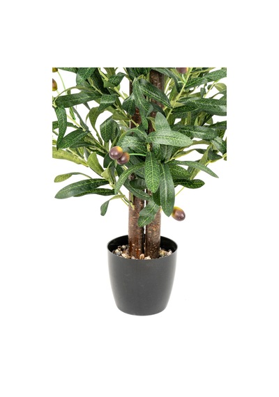 Yapay Çiçekçiniz Taş Detaylı Siyah Saksıda 60 Cm Yoğun Yapraklı Yapay Benjamin Ağacı Zeytin