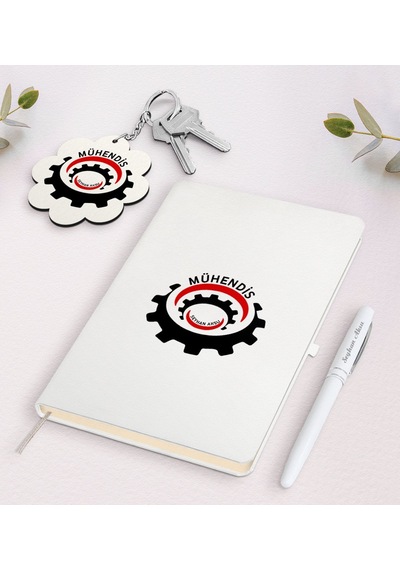 Kişiye Özel Mühendis Beyaz Defter Kalem Ve Anahtarlık Seti N11.4060