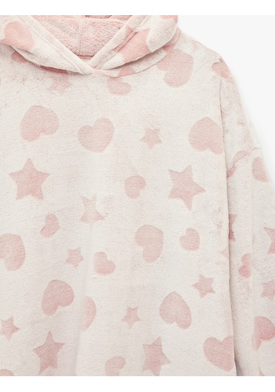 Koton Kapüşonlu Uzun Kollu Cepli Oversize Peluş Sabahlık Pembe 6wlk70007mk Gül